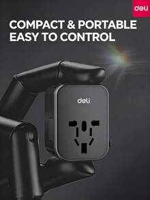 DELI LU5032 Universal Travel Adapter, 2A1C Multi-Port Output, Simultaneously Charges Phones, Tablets, And Bluetooth Headphones, Global Travel Converter - Black - View 4
