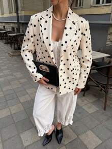 Women's Elegant Urban Polka Dot Cardigan Jacket - Apricot - View 3