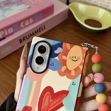 keshengtai PU Leather Oil Painting Pattern Phone Case With Rainbow Bracelet, Hard PC Back Plate Protective Phone Cover, Compatible With Samsung Galaxy Z Fold 8 - A - View 8