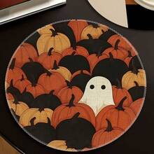 1/4/6pcs Halloween Series Dense Pumpkin Patch & Little Ghost Hand-Painted Pattern Placemats, Polyester Fiber, Suitable For Home Kitchen, Kitchen Table Decoration And Party Scene Decoration - Multicolor - View 7