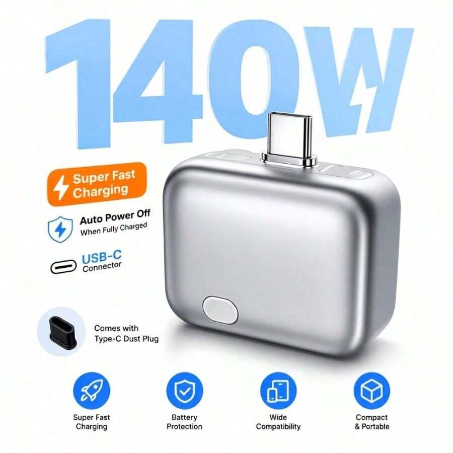 Universal 140W Dual Port Charger Accessory, All Charging Modes, AI Recognition & Safety Protection, Compatible With All Phones - Silver - View 1