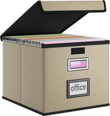 Caja organizadora de archivos con tapas, organizador de carpetas de archivos plegable - Caramelo - Ver 15