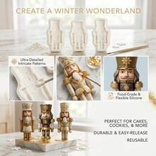 3Pcs Nutcracker Silicone Mold Set, Christmas Soldier Fondant Mould, Baking Tool For Cake Chocolate - Beige - View 7