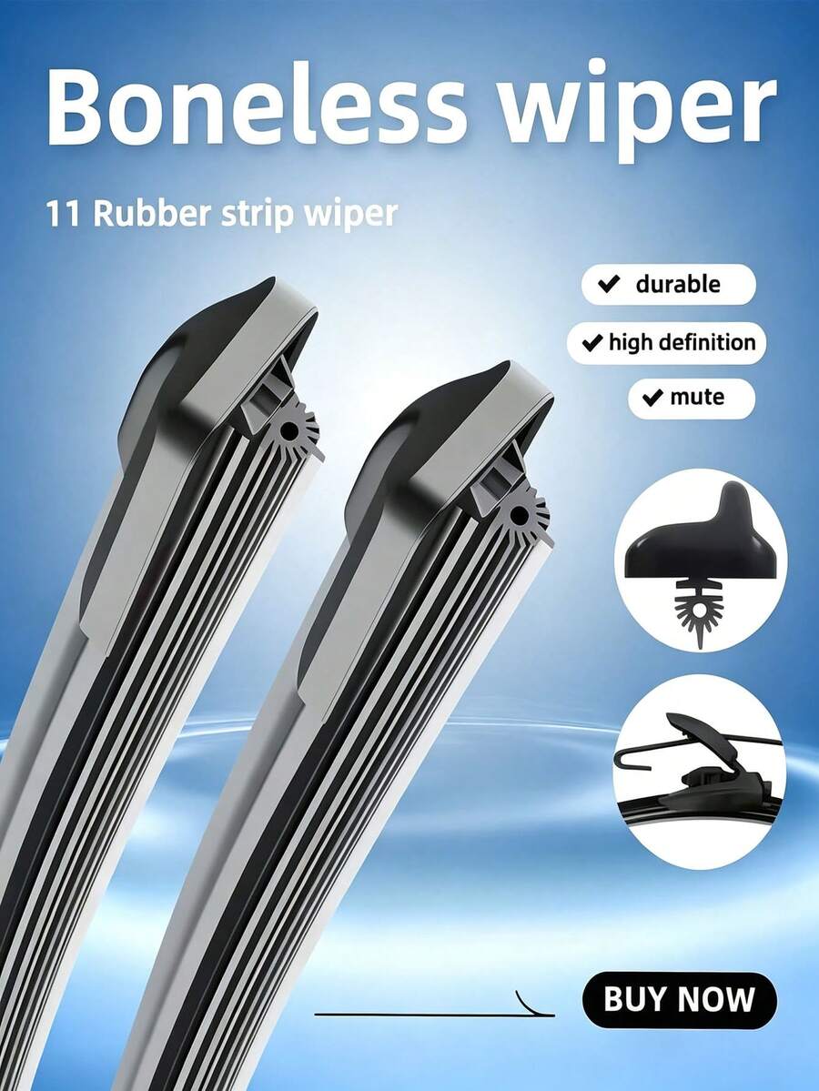 1 cái lưỡi gạt mưa ô tô không khung đa năng 11 lớp, dải cao su kép nhiều lớp, phù hợp cho mọi loại xe - A - Xem 1