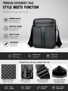 saroxi Men's Crossbody Bag With Vintage Pattern, Side Pocket Bag, Shoulder Bag, Small Pouch, Multi-Functional For Commuting And Casual Use, Minimalist Style, Black Phone Bag, Gift For Men, Boyfriend, Fashion - Multicolor - View 3