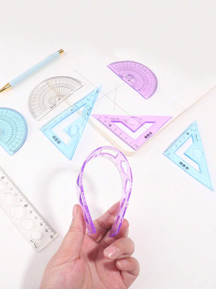 4-Piece Drawing Ruler Set, Creative Bendable Rulers, Handy Tools For Measuring Everyday Items, Must-Have Stationery For Studying, A Gift For Friends DIY School Supplies - Sets - View 1