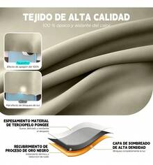 AMOROSA 2 Piezas Cortinas Blackout 300*230 cm para Ventana,Suaves y Elegantes,Ayudan a Bloquear la Luz y Proteger la Privacidad, Selección Familiar para Recámara,Sala,Dormitorio y Hogar-Beige - Beis - Ver 9