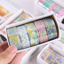5 Rolls Highly Attractive Transparent Floral Washi Tape Set, Fresh Flower & Plant Scrapbooking Collage Decorative Material - Washi Tape - View 5