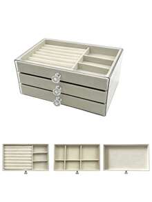 Transparent Acrylic Jewelry Storage Box, Large Capacity Desktop Drawer-Style Storage Box, 5-Layer Acrylic Jewelry Box, Velvet Jewelry Tray, Portable Jewelry Display Box, Stackable Drawer-Style Storage Rack - Multicolor - View 20