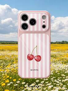 GIIPPA 1pc Pink Striped & Cherry Pattern Design Phone Case For Phone 17 Pro Max, Compatible With Phone 16 Pro Max, 15 Pro Max, 14 Pro Max, Korean-Style High-End Fashion Fun Phone Case, Suitable For 11/12/13/14/15/16 Pro Max Plus, Elegant Design For Men And Women, Perfect Gift For Girlfriend On Christmas, Valentine's Day, Easter, Wedding Season And Birthday! - Multicolor - View 7