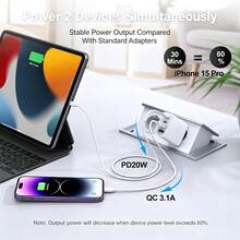 欧标C/E/F型插头（220-240V）55W超级快充墙充，配备2个USB-A接口和2个USB-C接口，可选配1米（3.3英尺）USB-C转USB-C/USB-C转Lightning/USB-A转USB-C/USB-A转Lightning快充线。多种线缆配置可选，完全兼容MacBook 17/16/15/14/13/12系列和Galaxy S25/S24/S23/S22系列。适用于家庭、办公室和旅行，是阵亡将士纪念日和夏季的开端。 - 查看 3
