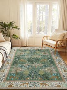 1pc Vintage Distressed Persian Style Rug, Bohemian Traditional Polyester Fiber Rectangular Easy Care Washable Area Carpet, Suitable For Living Room, Hallway, Bedside, Sitting Room, Bedroom Home Decor - Multicolor - View 15