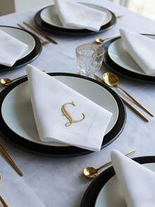 Custom Logo Embroidered Luxury Linen Napkins, Personalized Logo Embroidered Linen Napkins, Company Logo Embroidered Napkins, Suitable For Company Dinner, Monogrammed - Multicolor - View 3