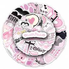 50pcs Black & Pink Japanese Ins Style Cartoon Cute Girl Heart Creative Decorative Notebook Storage Box Guka Stickers - Multicolor - View 4