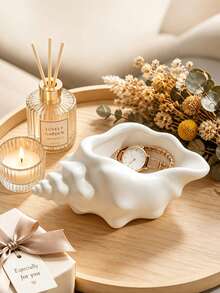 Cream White Shell Storage Box, Nordic Style Bathroom Furniture Container Toothbrush Holder, Multi-Functional Desktop Organizer, Can Hold Keys And Plant Pots, Gift For Ocean Lovers - Multicolor - View 3