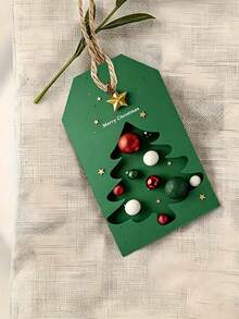 Christmas Holiday Gift Tag Cards With Jute Rope - Green Background, Perfect For Holiday Packaging Cards, Seasonal Greetings And Holiday Decorations, Gift Wrapping Supplies Cards - New Arrival - View 5
