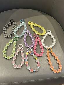 Beaded Phone Wrist Strap, Matte Frosted Bead Phone Lanyard, Anti-Drop Wrist Chain, Cute Colorful Portable Phone Charm, Daily Carry, Secure Phone Attachment Accessory - Multicolor - View 1