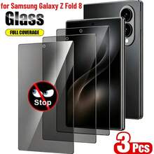 3pcs High Definition Privacy Tempered Glass Screen Protector Set, Anti-Peeping, Scratch-Resistant, Shock-Resistant, 9H Hardness, Easy Installation, Compatible With Samsung Galaxy Z Fold8/Z Fold 8 Ultra/Z Fold7/Z Fold 6/Z Fold5 Series - Clear - View 1