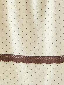 2/1pc Approx. 13.8*29.6in/27.6*55in Fashion Polka Dot Coral Fleece Thickened Towel, Bath Towel, Elegant Vintage Brown Lace Trim, Super Soft Highly Absorbent Quick Dry, Suitable For Home Bathroom Shower, Beach, Spa, Back To School Season - Beige - View 10
