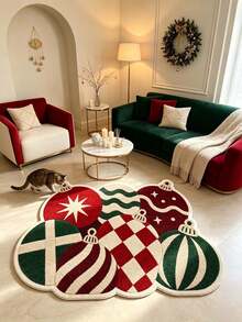 1pc Lantern Asymmetrical Pattern Doormat, Christmas Gift, Door Mat, Small Rug, Welcome Mat, Carpet, Floor Mat, Outdoor Doormat, Kitchen Rug, Home Decor, Front Door Mat, Area Rug, Outdoor Mat - Multicolor - View 2