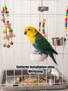 Large Natural Parrot Beak Grinding Stone + Claw Grinding Perch, Multi-Function Toy Bird Cage Platform Perch, Suitable For Budgies, Cockatiels, Lovebirds, Finches And Other Small To Medium-Sized Birds - Multicolor - View 2
