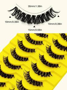 Asiteo 10 Pairs Full Strip False Eyelashes 15mm Thick Transparent Band Faux Mink Cat Eye Style Suitable For Holiday Parties, Halloween, Christmas - Black - View 4