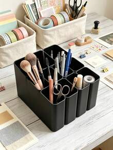 This 11-Compartment Multi-Functional Storage Box/Tray Is An Essential Item For Home And Office Desk Organization. It's A Practical Little Tool For Storing Items Such As Makeup Brushes, Pens, And Electronic Products. - Multicolor - View 2