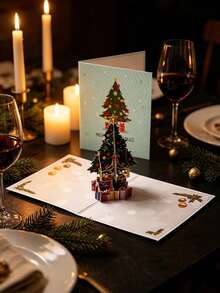3D Pop‑Up Christmas Greeting Card, Festive Holiday Handmade Card, Xmas Decoration Gift Card For Family Friends Party Gifting - 3D Greeting Card - View 10
