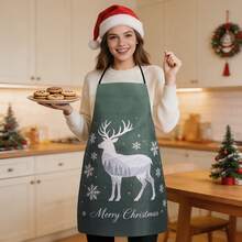Christmas Party Apron, Holiday Gathering Celebration Decoration, Elderly Snowman Deer Restaurant Kitchen Apron, Atmosphere Prop - Christmas - View 8