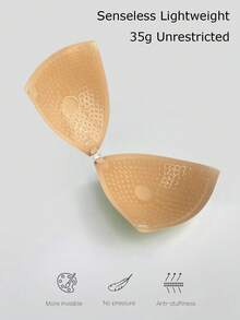 1pc Triangle Invisible Silicone Adhesive Bra, Transparent Detachable Padding Design, Khaki Front Closure Bra, Suitable For Wedding, Party And Daily Wear - Multicolor - View 4