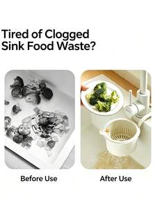 1/2pcs Hanging Sink Food Strainer Basket Set With Crevice Cleaning Brush, Press‑To‑Empty Kitchen Drain Residue Filter Catcher For Leftovers Fruit Vegetable - Multi-color - View 10
