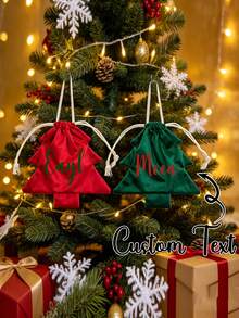 Personalized Christmas Gift Bag, Customized Name And Initial Drawstring Bag, Personalized Holiday Gift Bag, Customized Canvas Tote Bag, Christmas Gift Packaging, Holiday Party Decoration, Gift For Her, Gift For Him, Gift For Family And Friends - Multicolor - View 8