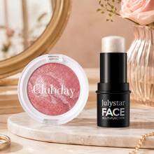 Blush & Highlight Duo Cosmetic Kit, Healthy Glowing Complexion Creator, Lightweight Non‑Greasy Texture, Long‑Lasting Comfortable Finish, Meets Diverse Makeup Demands From Fresh Daily Look To Gorgeous Party Glamorous Styling. - Set - View 10