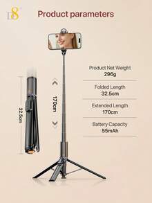 D8 1-Second Pop-Up Selfie Stick Tripod, 360° Rotating Phone Tripod Stand With Detachable Remote Control, Reinforced Bone Structure For Stable Support, Freely Expandable On Ground, Portable Pocket-Sized Selfie Monopod, Suitable For Travel Vlog Outdoor Live Streaming, Compatible With IPhone And Android Smartphones, Anti-Shake Phone Photography Stand, Suitable For Selfies, Group Photos, Video Recording - one-size - View 10