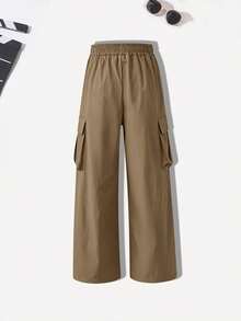 Boys Fashion Racing Print Crew Neck Sweatshirt + Cargo Pants Long Trousers, Autumn/Winter Daily 2pcs Set - Dark Green - View 7