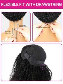 ISEE V-Shape Sew-In Human Hair Wig, Curly & Straight, Natural, 180% Density, Glueless, 14-16" Bob, 18-30" Regular Length, Unprocessed Virgin Hair - S1 - View 7