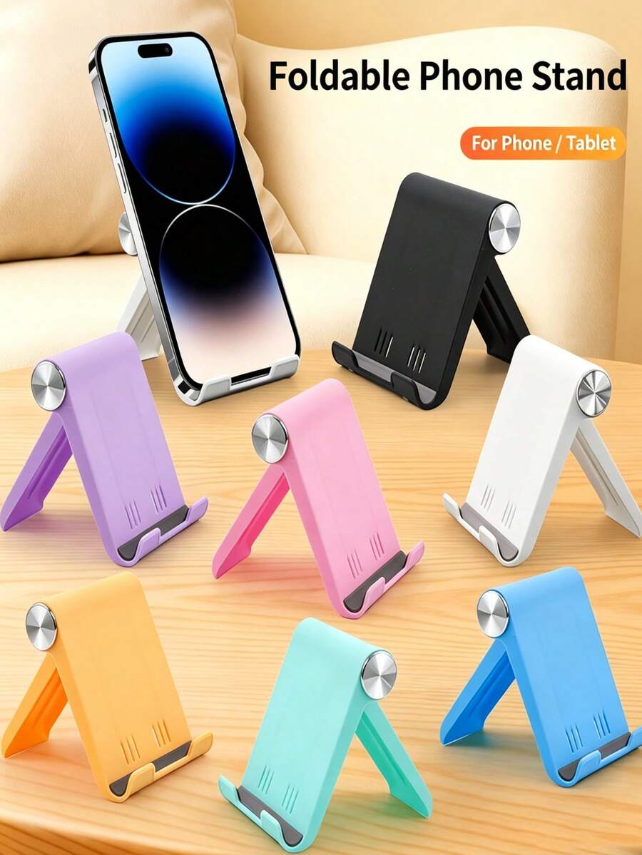 [Tersedia 5 Warna] 1/2 buah Dudukan Ponsel Lipat Portabel Premium, Bahan ABS Tebal, Penopang Meja Multi-Sudut yang Dapat Diatur, Dudukan Universal Ponsel Tablet Anti Selip Ukuran Saku Ringan, Aksesori Penting untuk Kantor, Rumah, dan Perjalanan