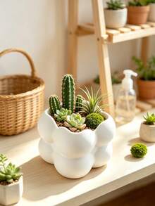 3D Printed Square Cloud Bubble Planter, Rounded 3D Textured Succulent Cactus Planting Pot, INS Style Desktop Gardening Potted Plant Decor - Multicolor - View 7