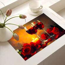 (Hot !!) 1pc 2D Rose Wine Pattern Flat Stove Protector Mat And Non-Slip Heat-Resistant Rubber Stove Cover Pad Suitable For Induction Cooktop, Glass Stove And Multi-Function Scratch-Resistant Mat, Also Best Choice For Oven, Washing Machine, Dryer And Kitchen Decoration. - Multicolor - View 9