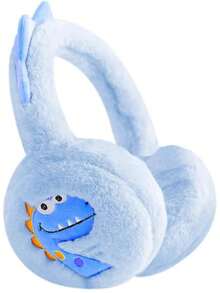 1pc Kids Cute Cartoon Dinosaur Earmuffs, Winter Foldable Plush Warm Earmuffs For Skiing, Walking, Running, Cycling - Multicolor - View 4