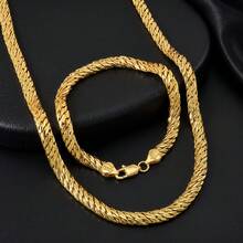 2pcs 18K Gold Color Chain Necklace, Waterproof Minimalist Clavicle Necklace For Women, Daily Wear - Gold 2 - View 1