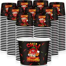 200 Pcs Chili Cook Off Party Decorations Disposable Chili Cook Off Paper Tasting Cups Food Sample Bowls For Mexican Party Supplies - Red Black - View 2
