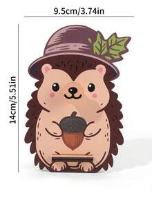 1pc Cute Hedgehog Eyeglasses Stand, Wooden Glasses Holder, Fruit‑Holding Hedgehog Desktop Spectacle Display Rack, Creative Desk Decor Ornament, Home Office Tabletop Decoration Gift - Multicolor - View 3