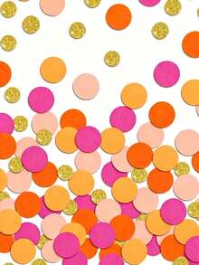 200-Piece Pink Orange Glitter Gold Polka Dot Table Decoration Confetti - Perfect For Birthday Parties, Bridal Showers, Wedding Favors, Embellishments, Table Decor - View 3