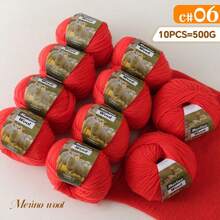 10-Pack, 500g, Premium Imitation Knitted Yarn, Soft, Breathable, Non-Fading, Vibrant Hand-Knitting Yarn For Sweaters, Vests, Coats, Scarves, Hats, Shawls And More - Wool 10 Balls [500g] - View 31