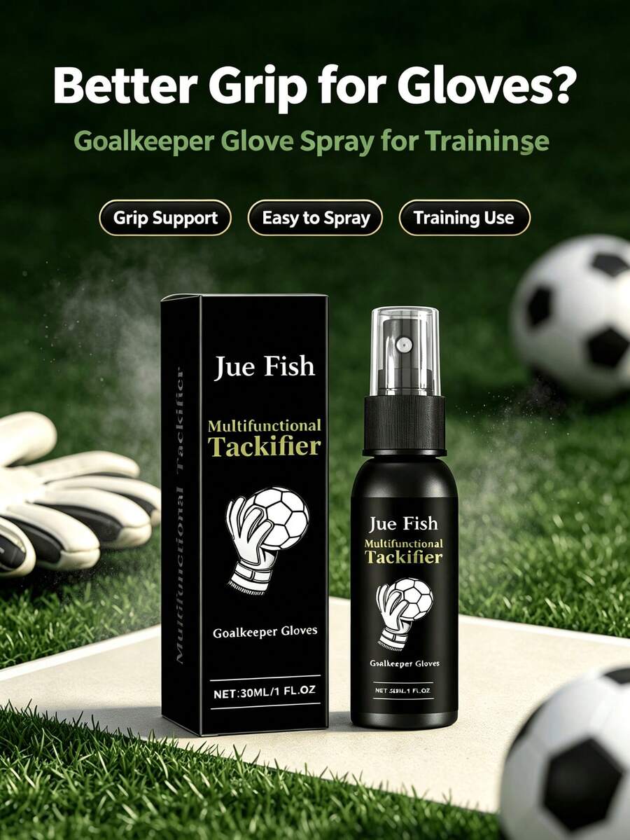 JUE FISH Goalkeeper Glove Grip Spray, Glove Grip Enhancer, Sticky Spray To Increase Grip Strength