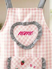 Personalized Mini Apron, Customizable Name, With Pocket And Cartoon Rabbit Pattern, Unique Milestone Gift For Little Chefs And Little Artists, Handmade Keepsake - Multicolor - View 4