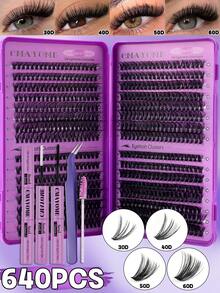 CMAYOME 576-Piece Mascara Set, D-Shaped Curled Tufted Lashes, Length Ranging From 10 To 168 Millimeters. Includes 30D To 150D Mixed Lashes. The Set Contains Mascara, Tweezers And Mascara Brush. Lashes, Lashes, Lash Tufts, Cat-Eye Lashes, Anime Lashes - Multicolor - View 15