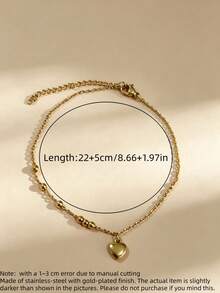 1件不鏽鋼珠心腳鍊飾品，適合女性日常配戴與節日禮物（材質為不鏽鋼鍍金，實際顏色比圖片略深，介意者請勿購買） - 金色 - 查看 5