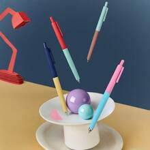 1/2/4pcs Clickable Neutral Gel Pens, CS Dual Ball Tip, Dopamine Misty Island Color Small Weight INS Style, Smooth Writing Low Center Of Gravity Practice Pens For Students, Learning And Office - Multicolor - View 1